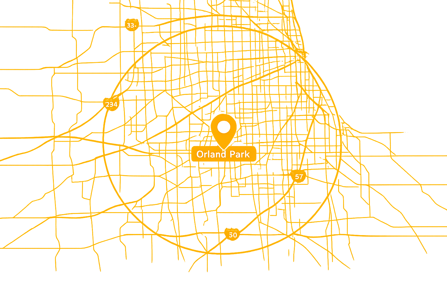 BES EATZ delivery zone map — Orland Park and surrounding areas